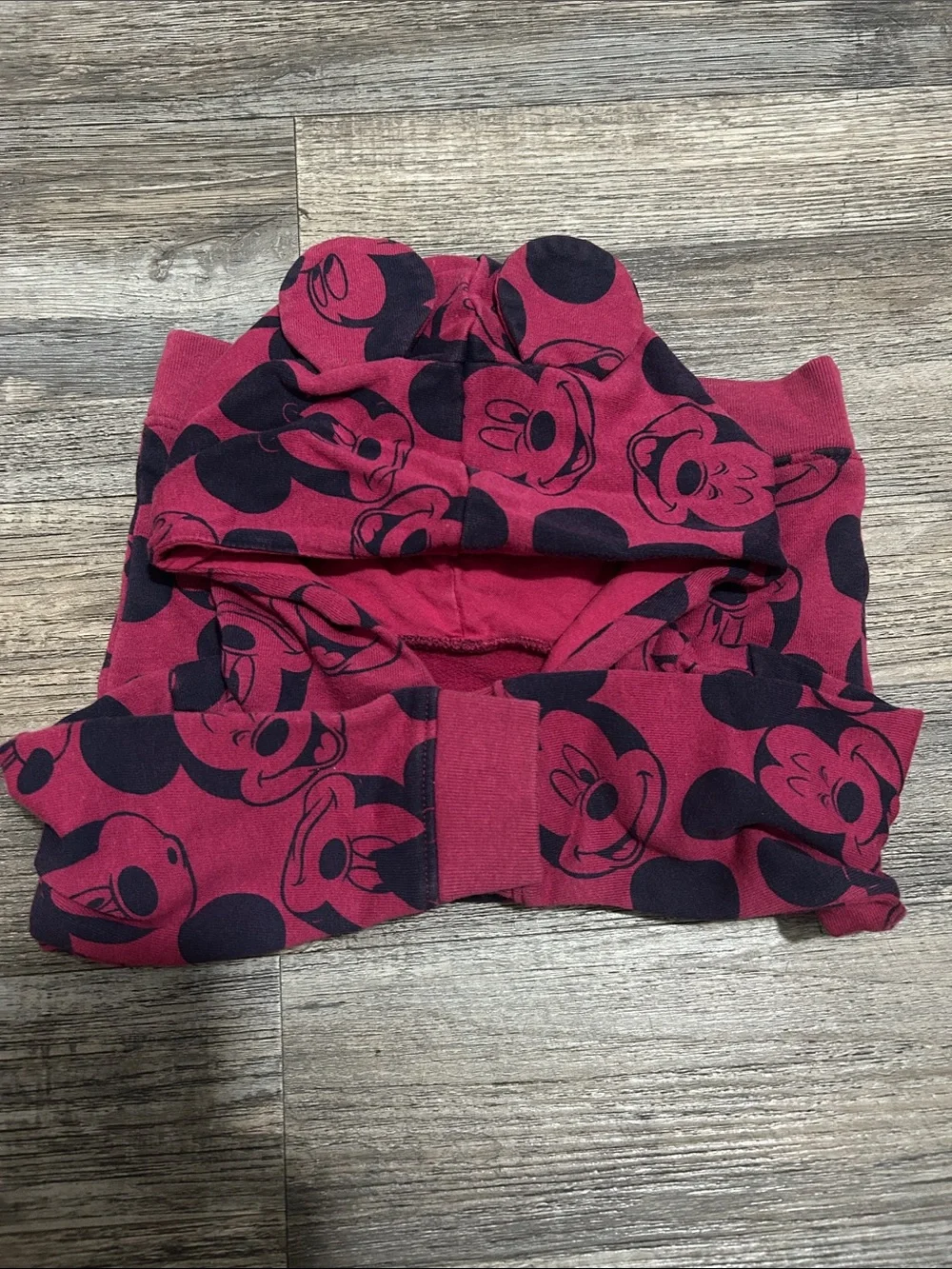 GAP Kids Burgundy Hoodie with Navy Mickey Mouse Print